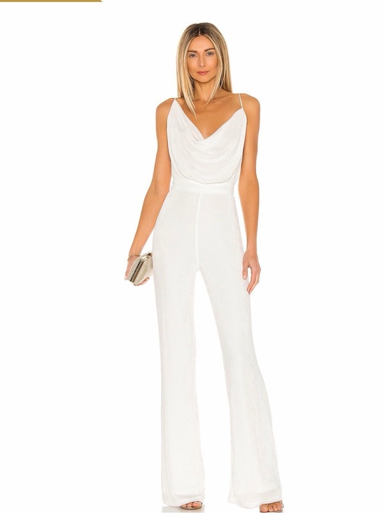 REVOLVE Pants - White Draped Cowl Neck Wide-Leg Jumpsuit